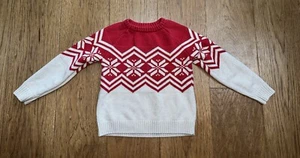 Hanna Andersson Girls Holiday Fair Isle Snowflake Winter Red Sweater Sz 6 /120 - Picture 1 of 5