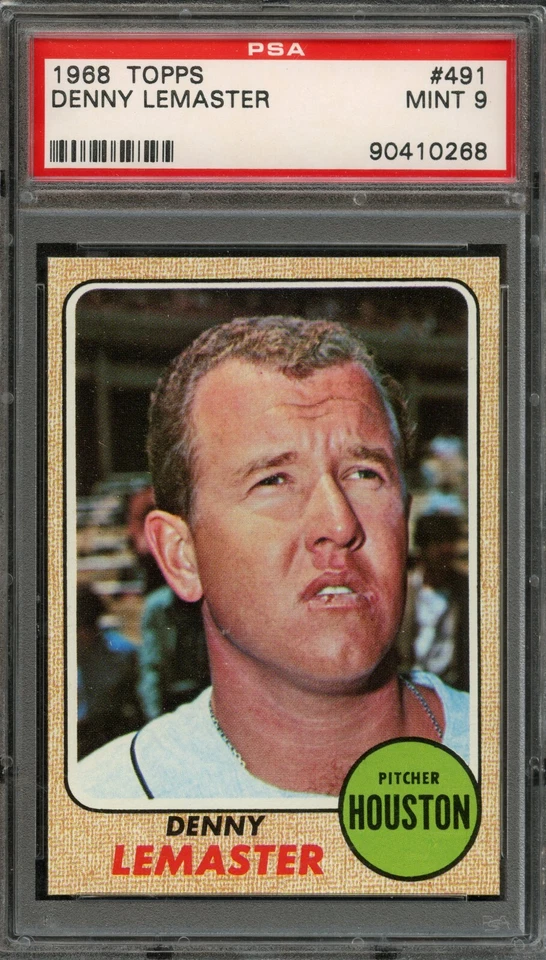 BB - 1968 Topps - #491 - Denny Lemaster - PSA 9 - MINT - Image 1 of 2