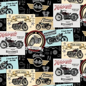 100% cotton print fabric - Live To Ride - Montage - 81440-101 - Picture 1 of 1