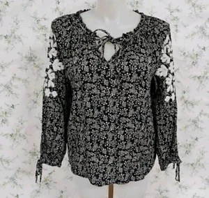 Top campesino grande bordado floral boho Lucky Brand para mujer - Imagen 1 de 14