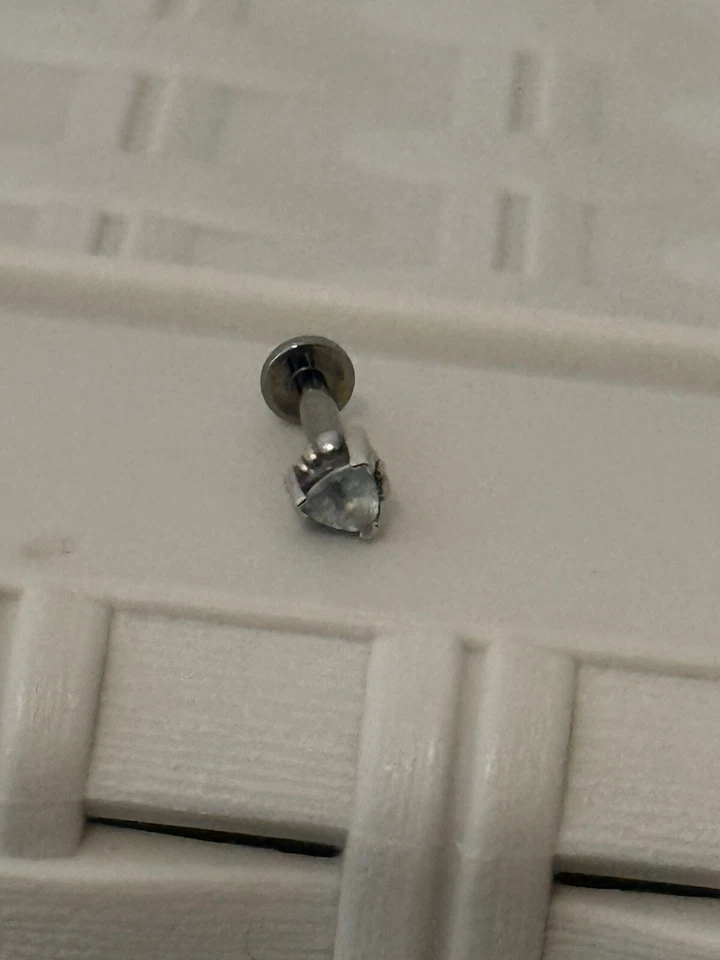 BVLA White Gold Threaded Beaded Trillion Aquamarine End With Post Included - Image 1 of 3