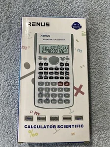 Calculadora científica Renus pantalla de dos líneas de 10+2 dígitos blanca NUEVA - Imagen 1 de 5