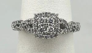 10K 3,12g Weißgold Diamant Halo Ring Größe 4,25 Schön!!! - Bild 1 von 6