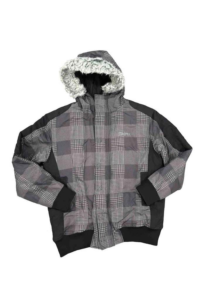 Abrigo Chaqueta de Invierno Avirex Vintage Acolchado Negro Cuadros Piel Capucha RARO Foto 1 de 4