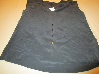 NEW DOLCE VITA 100% SILK  SLEEVELESS V NECK BUTTON FRONT TOP SHIRT BLACK LARGE - Image 1 of 3
