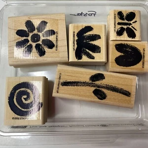 2002 Stampin' Up! Two-Step Stampin Painted Garden Flower Butterflies Stamp Set 6 - Picture 1 of 5