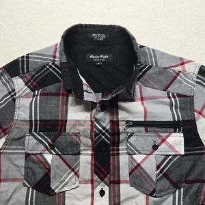 Camisa Eighty Eight Platino Negra Gris A Cuadros Abotonada Manga Larga Para Hombre M Mediana - Imagen 1 de 7