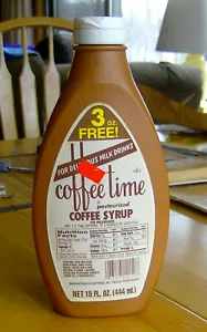 Botella de jarabe COFFEE TIME vintage RARA de los años 90 ENVASE RETRO DE ALIMENTOS bebida de leche - Imagen 1 de 2