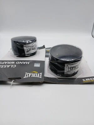 2X Everlast Classic Hand Wraps-Black 120 inch FITNESS TRAINING WEIGHTS C14 - Image 1 of 4