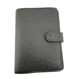 Louis Vuitton Taiga Agenda PM Black Leather 6 Ring Planner Cover Very Good - Picture 1 of 12