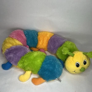 Babies Toys R Us Rainbow 54” Caterpillar Rainbow Stripe Plush Pillow Retire RARE - Picture 1 of 8