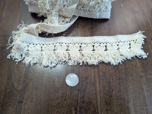 4 Yard + 28"/2,5" breit NATUR/BEIGE Farbe gewebt 100% Baumwolle BORTE mit Fransen, NEU - Bild 1 von 5