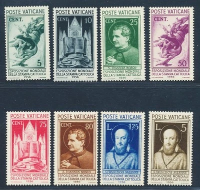 VATICAN 1936 Cpl Superb MNH/** Catholic Press Exposition Set, Sc # 47-54 - Image 1 of 2