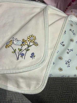 Gymboree 2000 Vintage Girasol Ratón Bebé Manta Blanco Azul Amarillo Floral Difícil de Encontrar Foto 1 de 3