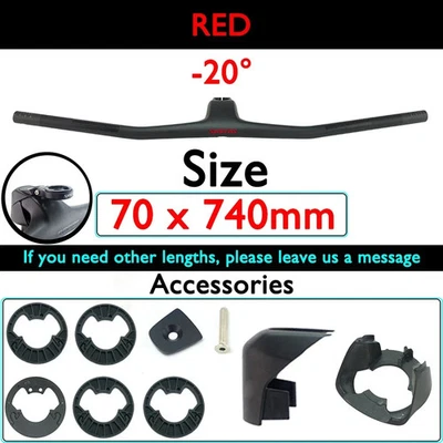 Manillar integrado completo de fibra de carbono para bicicleta MTB con potencia -20° grados 740 mm Foto 1 de 4