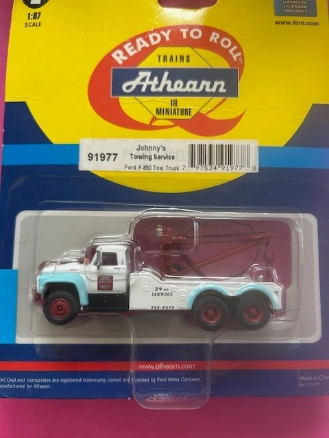 Ford F-850 Johnny's Towing blanco escala HO Athearn #91977 Foto 1 de 1