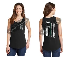 Camisa sin mangas delgada línea verde bandera estadounidense agente federal militar agente federal para mujer - Imagen 1 de 2