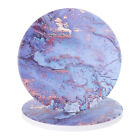 2Pcs Purple Marble Round Absorbent Coaster with Cork Backing Non-Slip 4in.