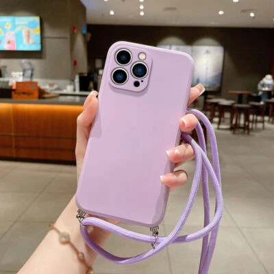 Case With Neck Strap Lanyard For iPhone 17 16 Pro Max 15 14 13 12 Silicone Cover - Image 1 of 4