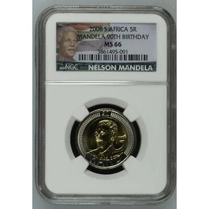 NGC 2008 MS 66 S. Africa Mandela 90th Birthday 5R - Picture 1 of 2