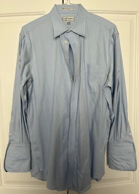Camisa de vestir para hombre Paul Fredrick azul 16,5 33 algodón sin planchar puño francés Foto 1 de 4