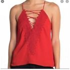 Wayf Posie Strappy Lacey Red Camisole, Size S