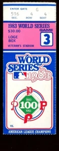 Baseball Ticket 1983 World Series GM 3 Baltimore Orioles Philadelphia Phillies - Picture 1 of 2