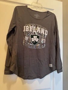 Farrell & Brown Ireland Short Sleeve TShirt Sz M Gray Appliqued - Picture 1 of 6