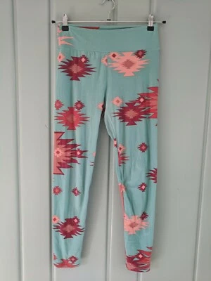 LuLaRoe OS Womens One Size Leggings Turquoise Green Red Aztec Southwest Tribal - Image 1 of 4
