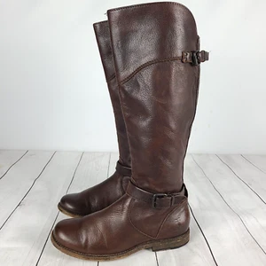 Frye Phillip Women's Size 8 B Riding Boots Tall Leather Brown Buckles Side Zip - Picture 1 of 11