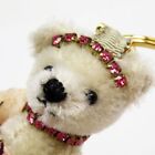 Prada Teddy Bear Bag Charm Key Ring Key Chain Beige Ladies Gold Metal W/ Boxed