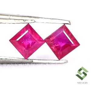 3.50x3.50 mm Certified Natural Ruby Square Cut Pair 0.85 CTS Loose Gemstones - Picture 1 of 6