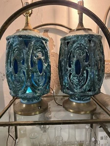 60's Mid Mod Honi Chilo Lava Glaze Table Lamp - Picture 1 of 6