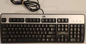 Genuine HP 9109 WIN(DOM) PS/2 Wired Keyboard 434820-001 (Black & Silver) Tested - Picture 1 of 5