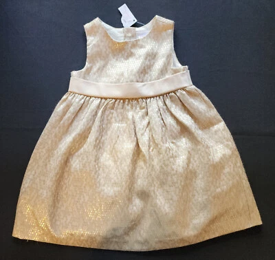 Vestido de Fiesta Gymboree Infantil Niñas Dorado Metálico Talla 6 - 12 Meses Nuevo con Etiquetas Foto 1 de 4