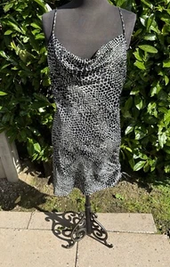 TOPSHOP SATIN ALLIGATOR COWL NECK RUCHED TIE SIDE SLIP DRESS SIZE-14 new - Picture 1 of 12