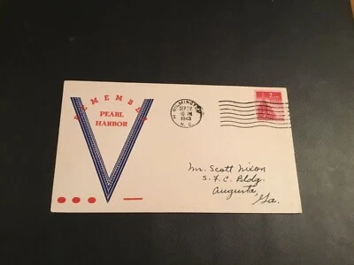 FDC 1943 #905 WWII “REMEMBER PEARL HARBOR” Patriotic Cachet With 2cent Stamp USA - Image 1 of 2