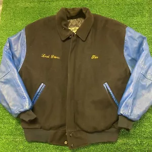 Vintage 1980s State Fair Workwear Quilt Lined Embroidered Black Varsity Jacket - Picture 1 of 5