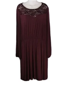 Lane Bryant Burgandy Lace Slit Sleeves Knit Dress Sz 18 20 NWT - Picture 1 of 7