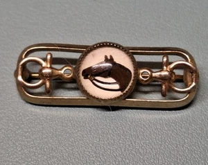 STUNNING VINTAGE GOLDEN TONE BROOCH WITH A HORSE HEAD - Picture 1 of 4