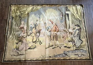 Vintage French Tapestry Dancing Music Ball 53x39 With Hangers  - Picture 1 of 7