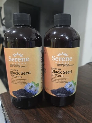 Serene Herbs Organic Black Seed Bitters (2-PACOTE) Promove o Bem-Estar Geral 16oz. - Imagem 1 de 2