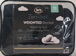 New Serta Zen Rest Weighted Blanket Calm Happy Place 48"x72" Blue 10 Lbs - Picture 1 of 3