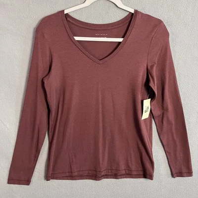 Top Max Studio para mujer cuello en V manga larga mezcla de algodón Pima talla S malva nuevo con etiquetas Foto 1 de 4