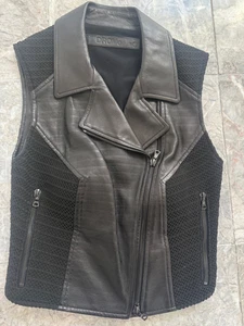 DROMe Black Knit Leather Front zip vest sz XS Italy - Picture 1 of 4