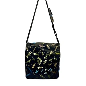 Iridescent Multicolor Silk Dragonfly Crossbody Messenger Tote Bag Adjustable - Picture 1 of 11