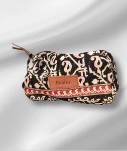 Basha Sari Cloth Make Up Bag Toiletries Wash Bag Cosmetics Travel Bag R/B - Picture 1 of 3