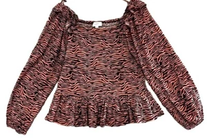 Loft Top L Animal Tiger Print Wear On Or Off The Shoulder Shirt Blouse Women’s - Picture 1 of 7
