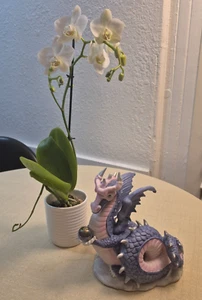 Vintage Fine Porcelain Lavender Dragon Music Box Mann Collectibles 1986 8" x 6" - Picture 1 of 10