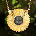 Sun-Flower Mother-of-Pearl Abalone Necklace & Gold-plated Sterling Silver 8.04 g